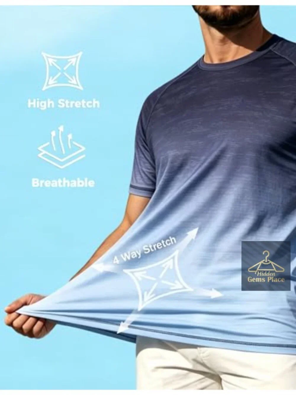 Men's UPF 50+ Rash Guard Swim Shirt Short Sleeve Sun Protection